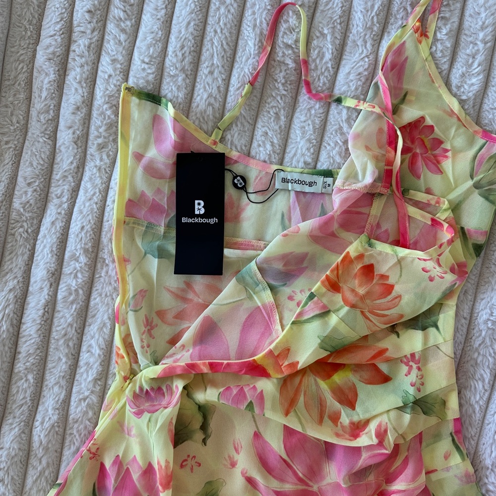 NWT Blackbough Bridget Sheer Sun Dress - Oasis - Asymmetrical Ruffled Slip - Picture 8 of 16